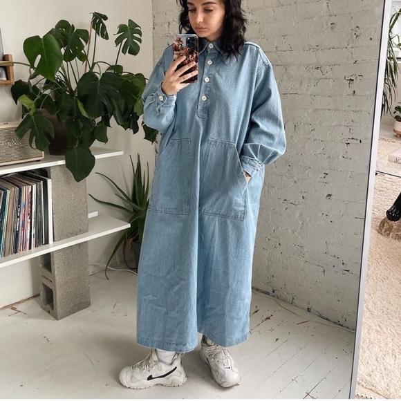 Cottage chic long sleeve denim dress - Picture 3 of 12